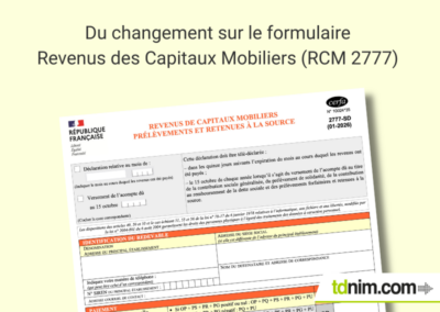 Du changement sur le formulaire Revenus des Capitaux Mobiliers (RCM 2777) 