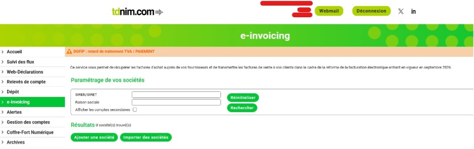 E-invoicing sur le portail TDNIM